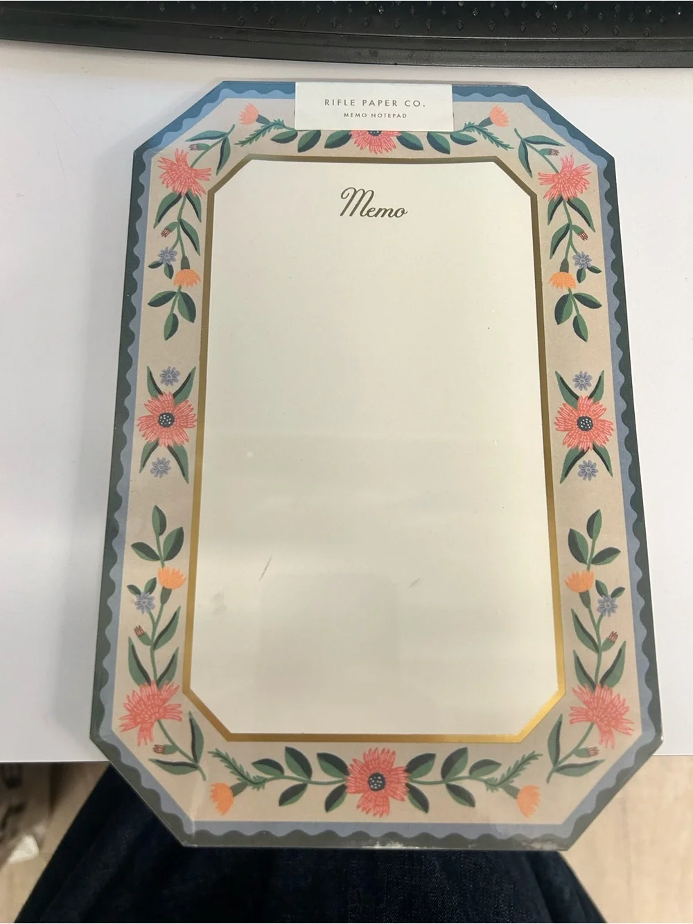 Rifle paper company Floral Border Memo Notepad in Cream & Pink
